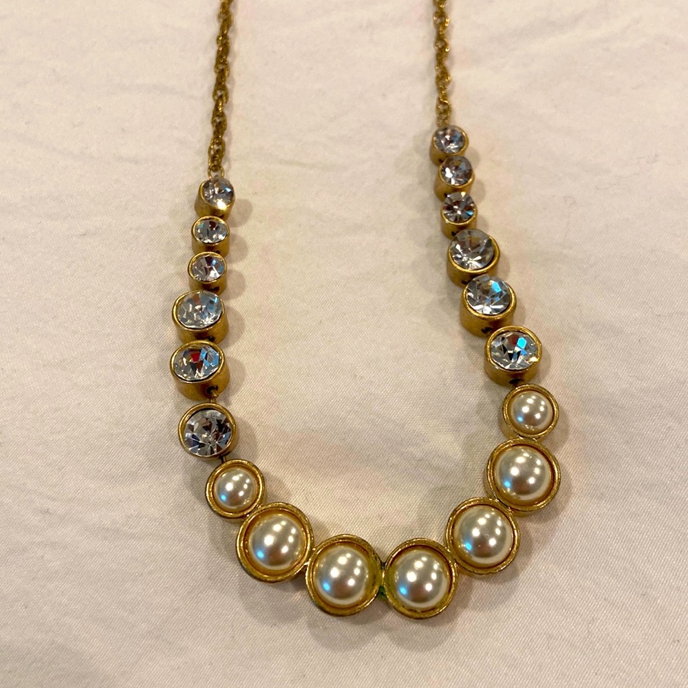 LOFT statement necklace rhinestones & gold